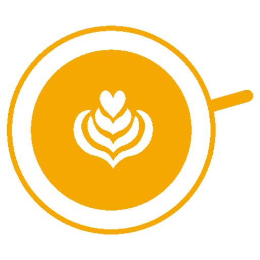 Pictogram van een kop koffie met latte art